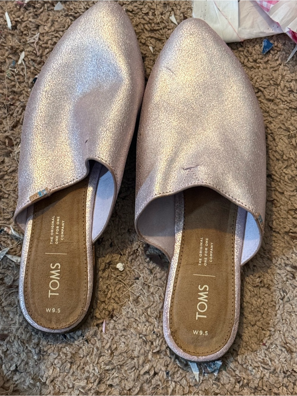 Toms Metallic Rose Slip-On Mules - Women’s